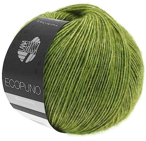 LANA GROSSA Ecopuno | Edle Netzgarnstruktur aus Baumwolle gefüllt mit Merino/Alpaka | Handstrickgarn aus 17% Schurwolle & 11% Alpaka Wolle | 50g Wolle zum Stricken & Häkeln | 215m Garn FB 2