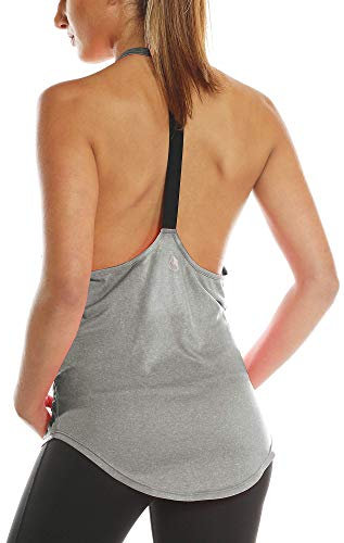 icyzone Damen Fitness Sport Tank Top Ärmelloses Sport Oberteil Yoga Gym Shirt (M, Grey)