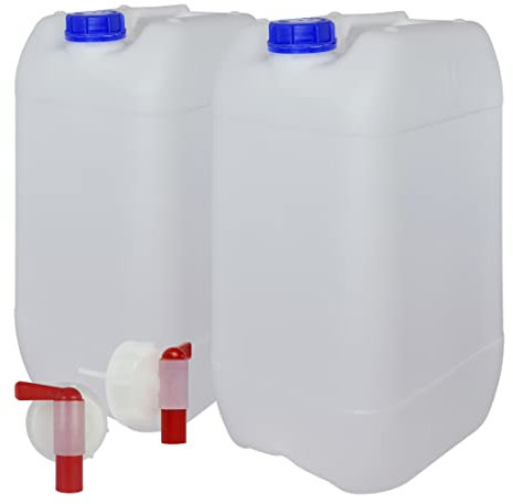 Bidón Garrafa con Grifo 25 litros. Apta para uso alimentario. Homologación para transporte. (2 Unidades)
