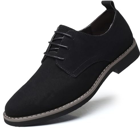Asifn Oxford Zapatos Casuales con Cordones de Cuero de Gamuza clásico para Hombre Zapatos Bajos de Terciopelo de Negocios británicos Transpirables （Negro,40 EU
