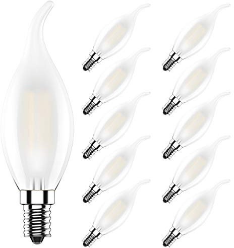 Tuoplyh 10 Pezzi Dimmerabile Lampadina LED E14 Candela 4W Equivalente a 40W Bianca Caldo 2700K 400lm,CRI>80 Lampadine Filamento LED E14 C35 a Forma di Fiamma Vetro Smerigliato