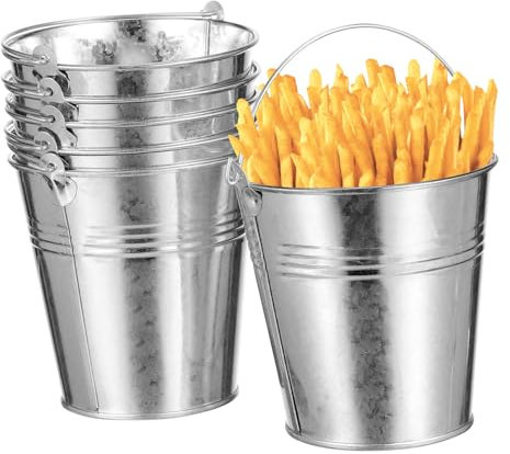 TOYANDONA 6pcs Galvanized Tinplate Tin Pails Mini Tinplate Metal Bucket Icing French Fries Tin Pails Mini Plant Pot