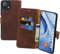 Suncase Book-Style Hülle kompatibel mit Xiaomi Mi 11 Lite 5G Leder Tasche (Slim-Fit) Lederhülle Handytasche Schutzhülle Case mit 3 Kartenfächer in antik-Coffee