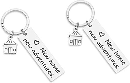 Voarge 2 Piezas Llaveros de Acero Inoxidable, Llavero Personalizado, Nuevos para El Hogar de Nueva Aventura Nuestro Primer Llavero, para Maestros, de la casa llaveros Bolsa Adornos Colgantes