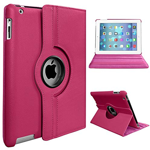 Rotate 360 Leather Case For Apple iPad Air 1 (2013) For Apple iPad Air 2 (2014) and For Apple iPad 5th Generation (2017) For Apple iPad 6th Generation (2018) (Pink)