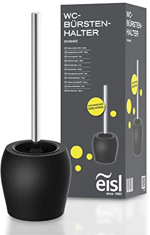 EISL BA0102 WC-Bürstenhalter, Schwarz, Badezimmer Klobürste schwarz, freistehende Toilettenbürste mit Standfuß und Innenbehälter, Klobesen, Abnehmbarer Bürstenkopf & -Halter