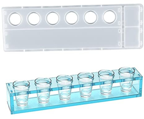Pomrone Silicone Shot Glass Holder Mould 6 Holes Rectangle Tray Resin Mould for Party Home Decor