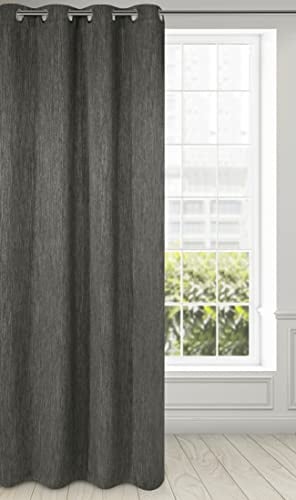 Eurofirany ROSSIE 250 g/m2 Blackout Thermal Curtain with Eyelets 1 Piece Opaque Modern Heat-Insulating Blackout Curtain for Teenager's Room Living Room Bedroom 135 x 250 cm Graphite
