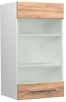 Vicco Armario de Cocina con Vidrio Fame-Line, Roble Dorado/Blanco, 40 cm