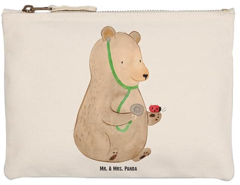 Mr. & Mrs. Panda Größe M Schminktasche Bär Arzt - Geschenk, Schminketui, Professorin, Etui, Stiftemäppchen, Ärztin, Teddy, Schlamperetui, Doktorin,