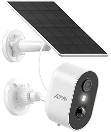 ANRAN 2K Solar WIFI Security Camera Outdoor Wireless, Battery Operated Security Camera, PIR Detection, Siren & Light Alert, Color Night Vision, 2-Way Talk, Spotlight, Work with Alexa, C2 White