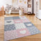 Paco Home Teppich Kinderzimmer Kinderteppich Spielteppich Kurzflor rutschfest Krone Herzen Punkte Sonne Regenbogen Buchstaben, Grösse:240x340 cm, Farbe: Creme Rosa Grau