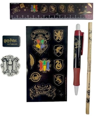 Harry Potter Set de papelería, Set de Regalo de 6 Piezas para Todo Fan de Hogwarts, Colegio o el Escritorio de casa