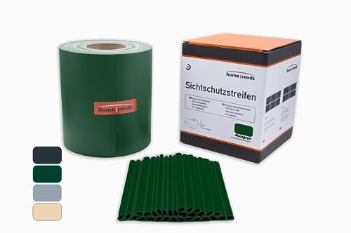 home Trends Sichtschutzstreifen inkl. Montageclips PVC Zaunfoile Zaunblende Windschutz Datenschutzstreifen Sichtschutzfolie Zaunstreifen Balkon Sichtschutz Garten (Grün, 35m x 19 cm)