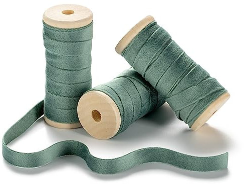 CHUQING Geschenkband Grün Dekoband Samt 4,57m x 10mm Mintgrün Schleifenband Schmuckband für Geschenkverpackung, Weihnachten,Hochzeit,Weihnachtsdeko