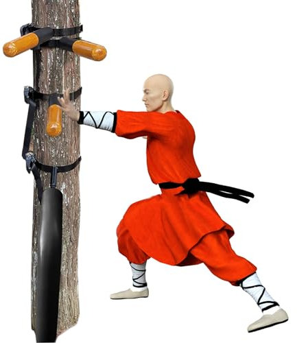 AVIISO Uomo di Legno Wing Chun Portatile Manichino Wing Chun Addestratore, Allenamento Cinese Shaolin Kung Fu, Palo Uomo Multifunzione con Braccia e Gambe a Molla, per Oggetti Duri