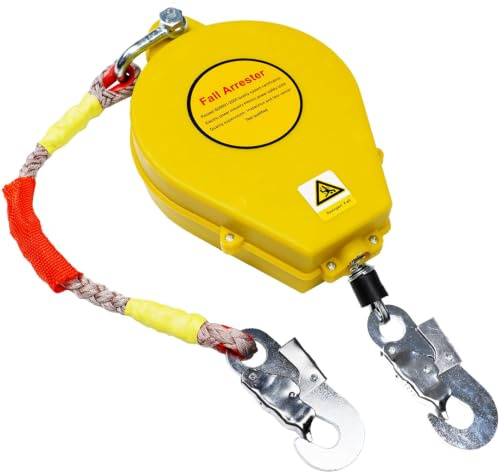 VFDZ Dispositivo Anticaduta Retrattile Certificato Tetto 150 kg 3-20m (10m) | 3-20m Imbracatura di Sicurezza Anticaduta Tetto con Gancio Autobloccante, Corda Sicurezza Anticaduta Bloccaggio Automatico