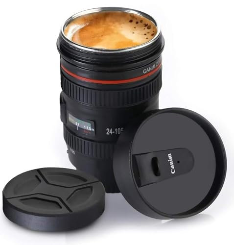 AARNAV Camera Lens Mug | Camera Coffee Mug Travel Mug Gift for Photographers, Friends and Family Model 24-105mm Coffee Water Tea Stainless Steel Cup Mug 350ml