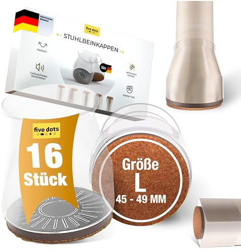 Stuhlbeinkappen & Filzgleiter für Stühle als Stuhlbeinschoner [L, 16 Stück] Stuhlgleiter Ersatz - Stuhlsocken/Stuhlbeinkappen Rund als Stuhl Filzgleiter & Gleiter für Stühle