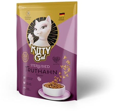 KITTY Cat Truthahn Sterilised, 800 g, Trockenfutter mit hohem Fleischanteil für sterilisierte Katzen, getreidefreies Katzenfutter mit Taurin und Lachsöl, Made in Germany