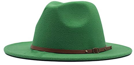 Marschband-Hüte für Damen, Fedora-Schnalle, breit, klassischer Hut, Schlapphut, Wolle, Panama, Damenhut, Gürtel, Baseballkappe, Elefanten-Baseballkappe, grün, One size