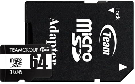 Team Team Micro SDXC [64 Go] TUSDX64GCL10U03 Smartphone Tablette Lecture : 100 Mo/s Écriture : 20 Mo/s avec adaptateur SD (n Post Mailing) Carte Micro SDxc