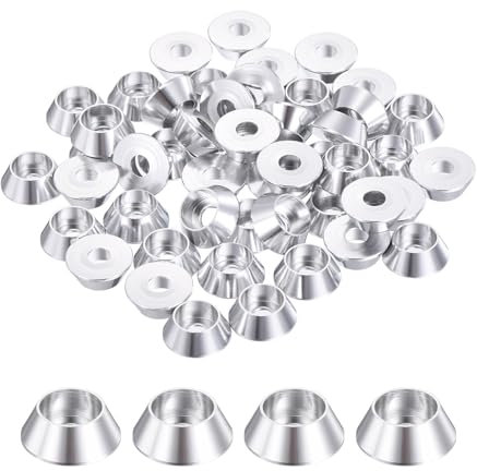 QUARKZMAN 50er Set M4 Konusbecher-Unterlegscheiben, eloxierte Aluminium-Dichtungen Kegel Senkkopf-Unterlegscheiben für Schraube RC/FPV/PC/Drone/Mechanische Zubehör-Modellteile (Silber)