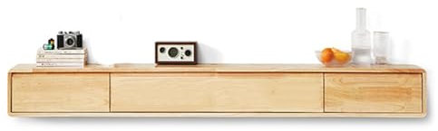 HYANXUE Meuble TV Flottant en Bois Massif, Meuble TV Mural, Étagères TV Flottantes avec 2 Grandes Portes, Console Multimédia De Divertissement Moderne, Grand Banc TV De Rangement(D,160CM/62.9)
