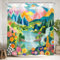 Newsely Abstact Mountain Duschvorhang, 152,4 x 183,9 cm (B x H), Boho-Stil, bunt, Wald, Blume, See, Naturlandschaft, Duschvorhang, Badezimmer-Set, modern, wasserdicht, Baddekoration, Zubehör,