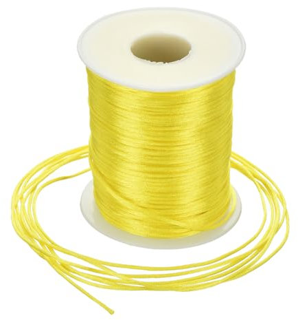 Rebower Nylon Satin Cord 1.5mm, 100m Nylon String for Bracelet Braided Thread [for Jewelry Making Necklace Chinese Knot Craft] - Lemon Yellow