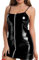 Schwarz Damen Lackleder Kleid Rock, Sexy Outfit für Lack und Leder Outfit Sexy Kleid Damen für Sex, Vorne Ausschnitt Stretch Fit, Trägerloses Lederkleid