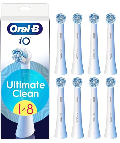 Oral-B Ultimate Clean Ersatzbürsten, Weiß, gründliche Bürste, Entfernung von Zahnbelag, runde Bürste für elektrische Zahnbürsten, Oral B iO, 8 Stück