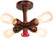 iDEGU Industrielle Deckenleuchte Wasserrohr Design Retro Lampe 4 Lichter E27 Fassung Deckenlampe Rohr Lampenschirm Vintage Kronleuchter für Wohnzimmer, Cafe, Restaurant (Rot Rost)