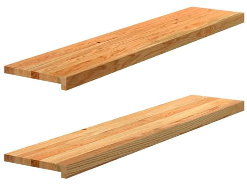 Gecheer 2 STK. Fensterbänke, Fensterbrett, Holz Treppenstufe, Holz Fensterbrett, Fensterbank, Hellbraun 120x30x2 cm Massivholz Eiche