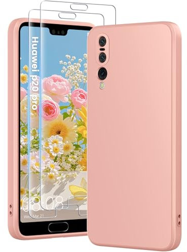 HuwaiH 3 in 1 Hülle für Huawei P20 pro, mit 2 Stück 9H 0.33mm Panzerglas, Upgraded Kameraschutz, Kratzfeste Stoßfeste Handyhülle für Huawei P20 pro(Rosa)
