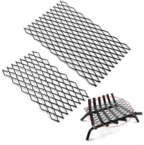 AIDNTBEO 1 x Kaminrosthalter, Kamingrill-Metall-Prägung, Retention-Netz verhindert Verbrennungen durch Herunterfallen, Kaminzubehör für Camping (19,1 x 30 cm)