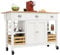 Jaxenor Rolling Kitchen Island on Wheels with Large Cabinet, Kitchen Trolley with Folding Side Board, Spice Rack, Adjustable Shelf, Storage Trolley with 3 Drawers for Home Kitchens, White