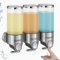 Wall Mounted Soap Dispenser for Soap, Shampoo, Conditioner, Shower Gel, Suitable for Bathroom, Easy to Install, Rustproof, Brushed Stainless Steel
