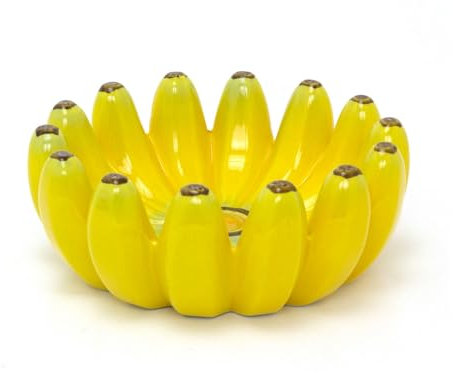 Carousel Home Banana Shaped Fruit Bowl | Quirky Yellow Ceramic Banana Bowl | Fun Fruit-Shaped Decorative Dish - 25cm