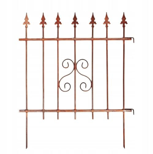 Kapaga – Gartenzaun Metall 81x95 cm Rostfarben – Zierzaun, Rasenkante, Beeteinfassung, Stecksystem, Metallzaun, Dekorativer Gartenzaun, Palisade, Zaunelement Modern, Beetzaun