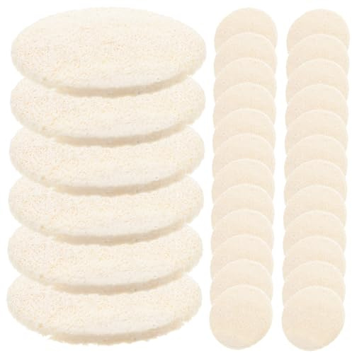 HAPINARY 36 Stück Luffa Peelingpads 5,5x5,5cm aus Natürlicher Luffa für Porentiefe Gesichtsreinigung und Duschpeeling Wiederverwendbare Reinigungspads für Hauttypen