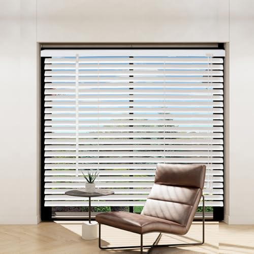 Taplzmg Aluminium Jalousie 75 x 130 cm, mit Klemmträgern, Jalousie ohne Bohren, Sichtschutz, Sonnenschutz, Aluminium Jalousie für Fenster und Türen, Weiße.