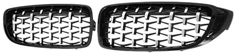 Diamond Grilles Auto-Frontstoßstangengrill, Kompatibel For BMW 4er F32 F33 F36 M3 F80 M4 F82 12–18, Schwarzer Rahmen, Silberne Punkte, Renngrill(Black silver)