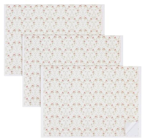 OLYCRAFT 3Pcs Miniature Dollhouse Wallpaper 1:12 Small Flowers Dollhouse Floorboards Wallpaper Self-Adhesive Dollhouses Wallpapers Set Mini DIY Wall Paper for DIY Sand Table Building Model Making