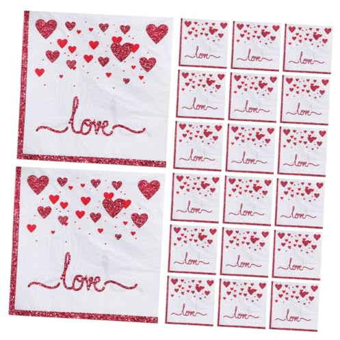 VICASKY 20 Stück Teiliges Love Bedrucktes Papierservietten Weiche Reißfeste Hochzeit und Valentinstag Servietten mit Starker Saugkraft Romantisches Design für Party Geburtstag und