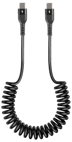 JiangZShangM Câble USB C vers USB C Spiralé, 1.5m, Rétractable 66W pour Voiture, Charge Rapide USBC vers USBC, Câble USB C Voiture pour Smartphones