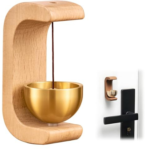 KAHZOR 1 Stück Türglocken,7.5 x 4 x 3cm,Wind Chimes mit Magnet，Glockenspiel aus Buchenholz，Türklingel mit Kupferglocke