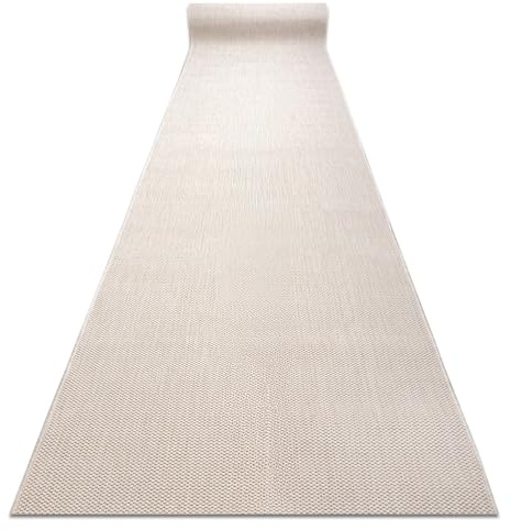 rugsx Teppichläufer SION Sisal Optik, flachgewebter Läufer, strapazierfähig & pflegeleicht, Indoor Outdoor, Küche Flur Balkon Terrasse, Creme 70x1400 cm
