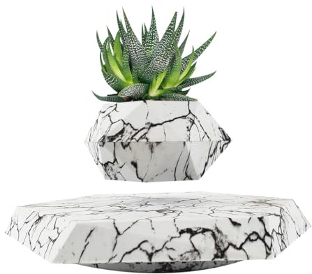 Pot de fleurs magnétique en lévitation - Rotation à 360° - Pour décoration de maison et de bureau