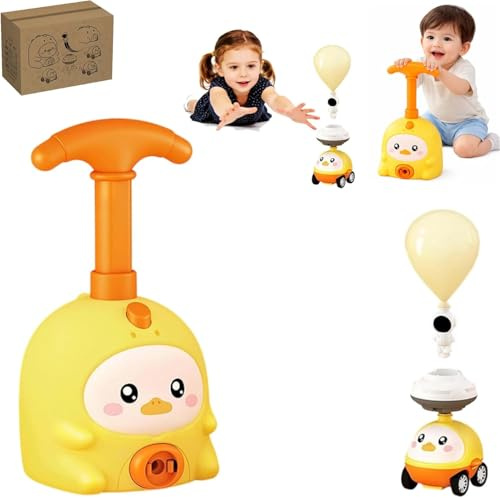 Ruileyou Voiture à Ballon avec Pompe Manuelle, Lanceur d'animaux Volants et de Course 2 en 1, Jouet éducatif STEM pour Les Enfants de 3 à 8 Ans (A)